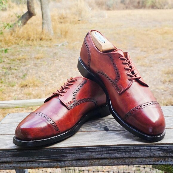 Allen Edmonds 9.5-D Comfort Orthotic Burnished Brown Leather Brogue Derby Cap To main image 15